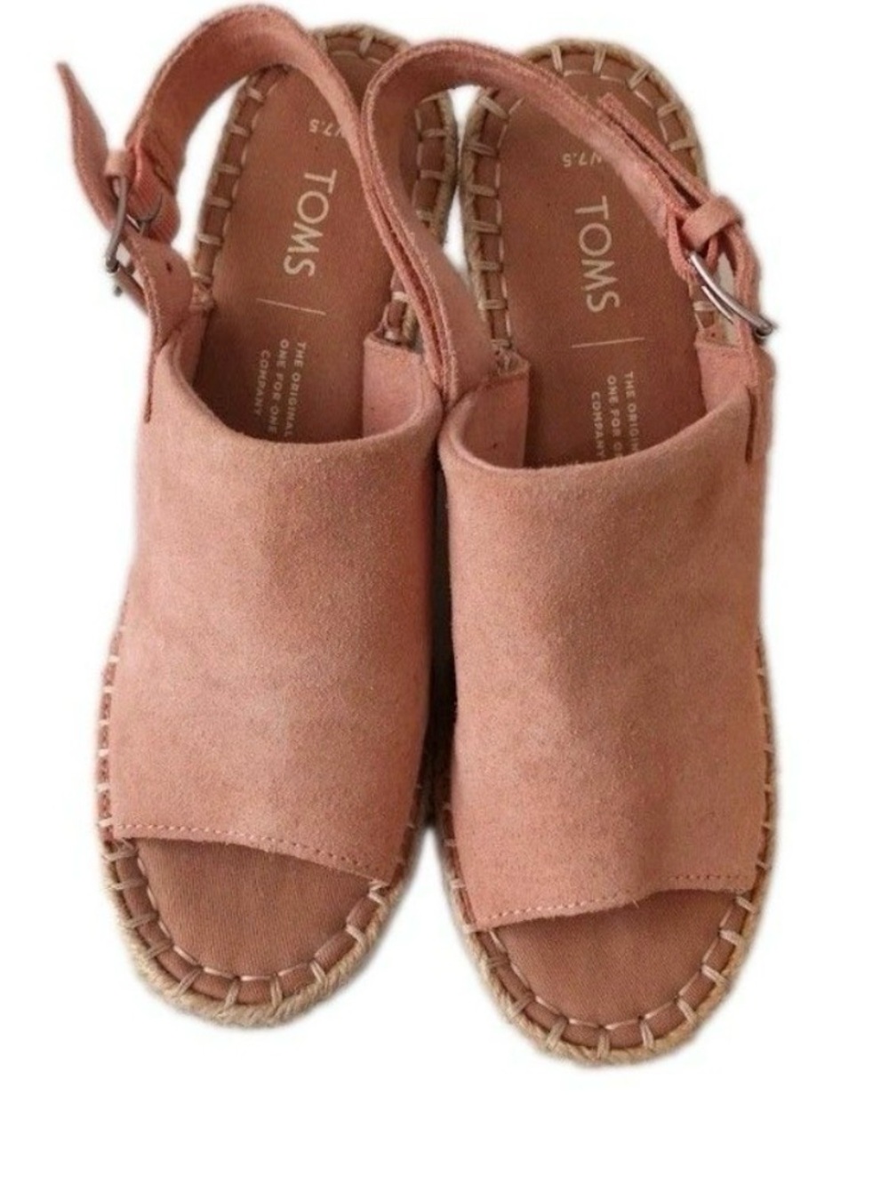 Toms Pink Suede Open-Toe Slingback Espadrille Sandals